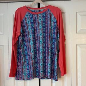 Reel Legends Red and Blue Patterned Long Sleeve Top